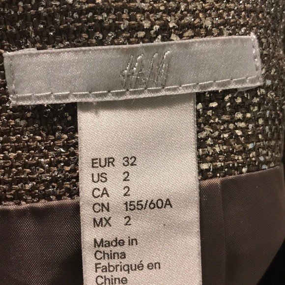 H&M Treed Mini Skirt Metallic bronze Knit lined zipper back size 2 - Picture 9 of 12